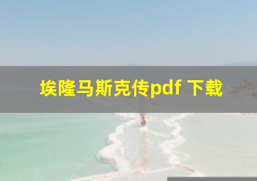 埃隆马斯克传pdf 下载